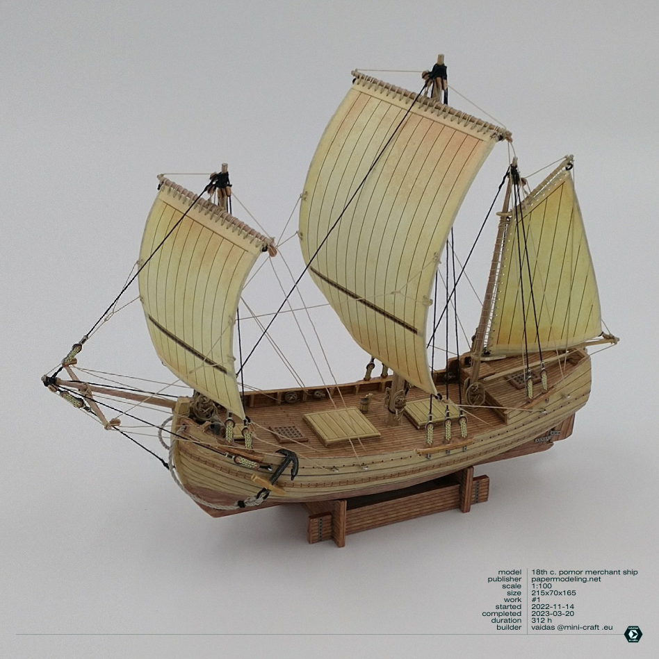 18th century pomor merchant ship model